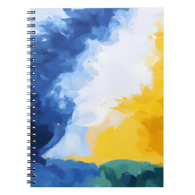 Bold Blue Yellow Abstract Sky Notebook (Front)