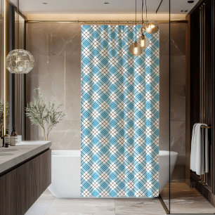 Bold Blue & Yellow Plaid Shower Curtain Gift Man
