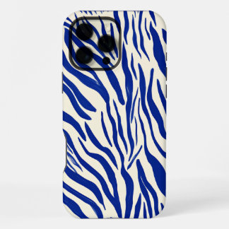 Bold Blue Zebra Print: Modern Minimalist Pattern iPhone 16 Pro Max Case