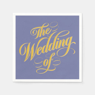 Bold Blueberry On Sunshine Typography Wedding Napkins