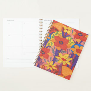 Bold Bohemian Orange Garden Print  Planner