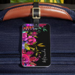 Bold Boho Floral Custom Monogrammed Luggage Tag<br><div class="desc">Stylish custom printed luggage tag. This girly design features a colorful boho watercolor floral and feather border in bright pink and magenta colors. Personalize it with your name monogram or other custom text. Add your contact information on the back side in case your luggage is lost during travel. Use the...</div>