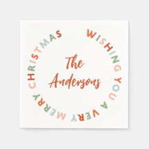 Bold Boho Merry Christmas Wishes Family Name Color