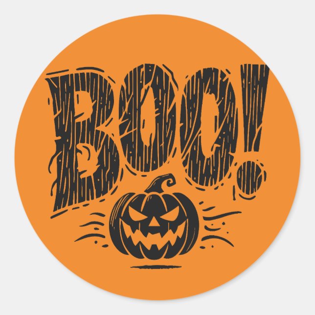 Bold Boo Pumpkin Halloween Sticker (Front)