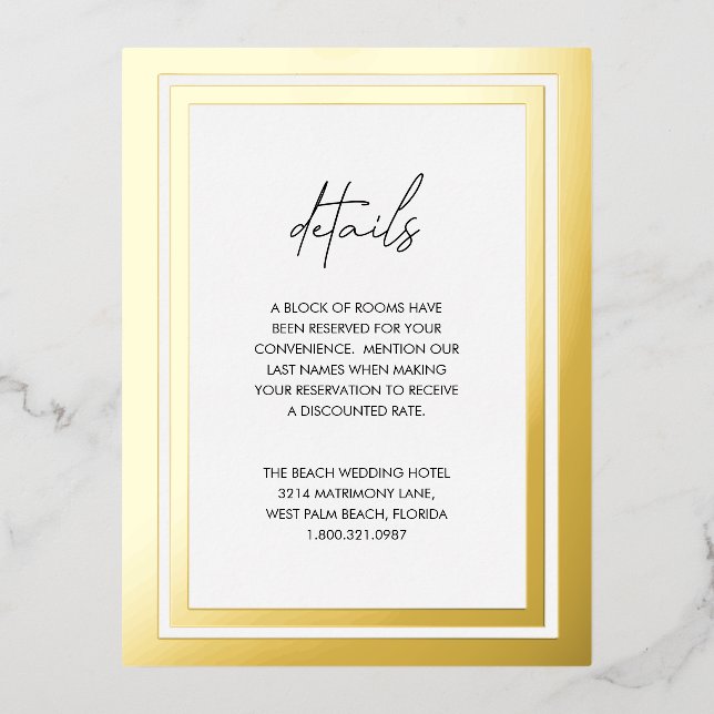 Bold Border Modern Wedding Enclosure Foil Invitation Postcard (Front)