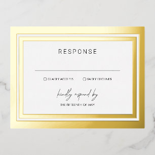 Bold Border Modern Wedding RSVP Foil Invitation Postcard