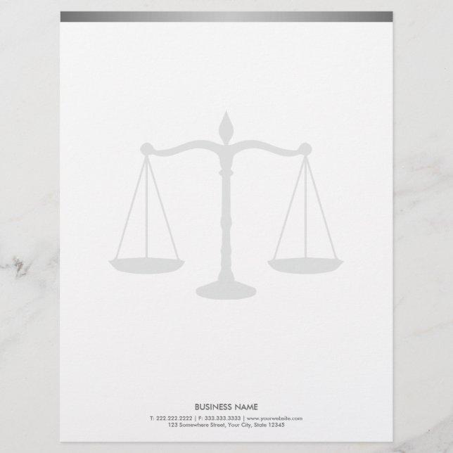 Bold Border Scale of Justice Attorney Letterhead (Front)