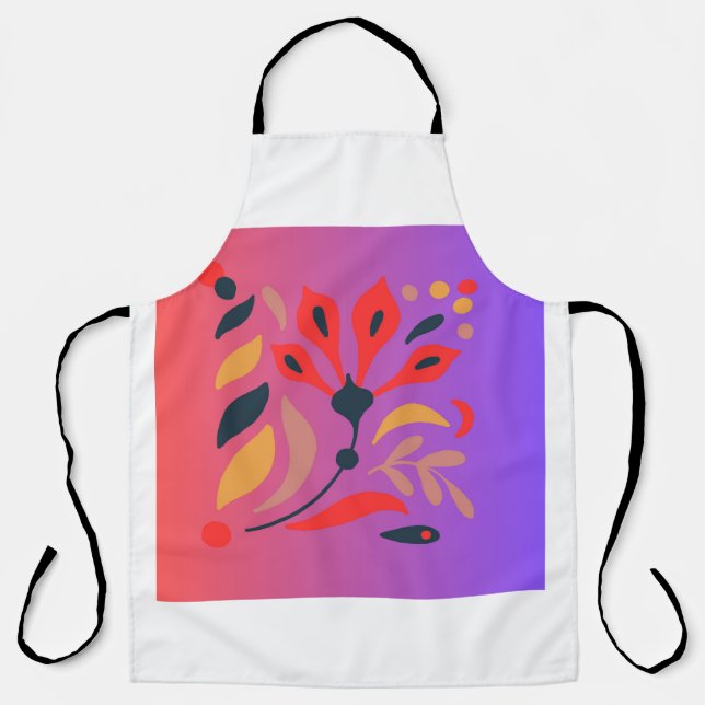 Bold Botanical Apron with Gradient Background (Front)