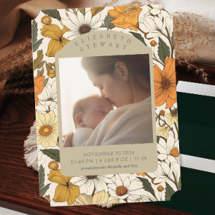 Bold Botanical Fall 2 Photo Birth Announcement