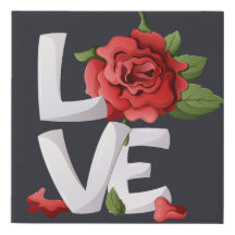 Bold Botanical Love Rose Wall Art