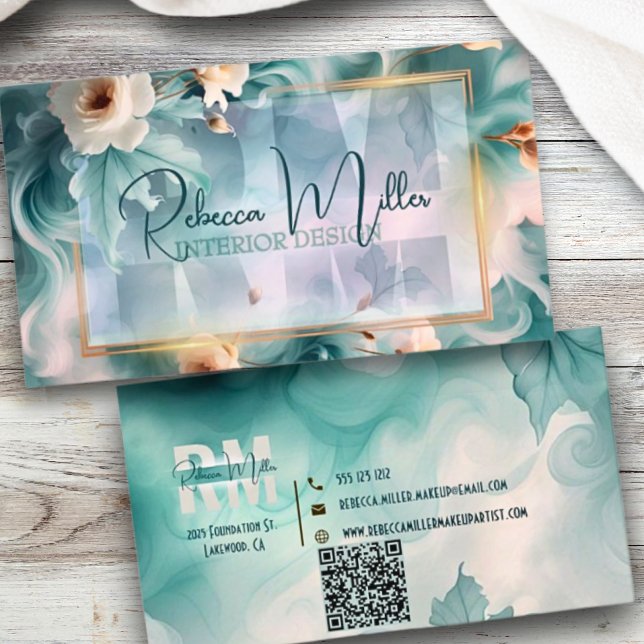 Bold Botanical Modern Watercolor Business Card (Creator Uploaded)
