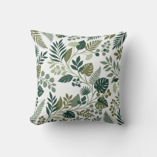Bold Botanical Silhouette Leaf Art Throw Pillow