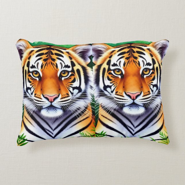 Bold Botanical Tiger cub Accent Pillow (Front)