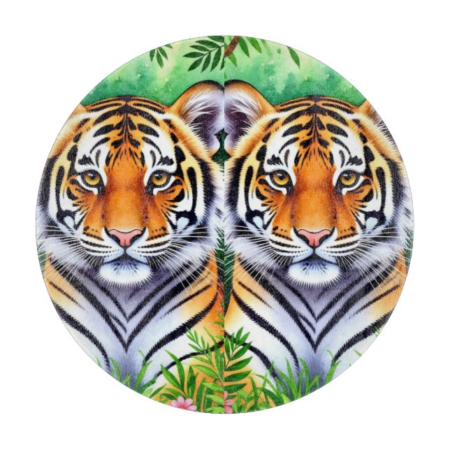 Bold Botanical Tiger cub Cutting Board (Front)