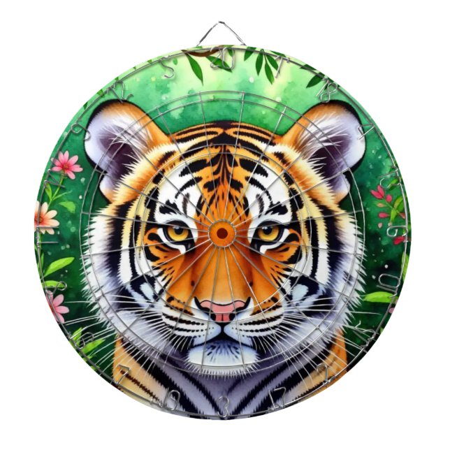 Bold Botanical Tiger cub  Dart Board (Front)