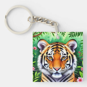 Bold Botanical Tiger cub  Keychain