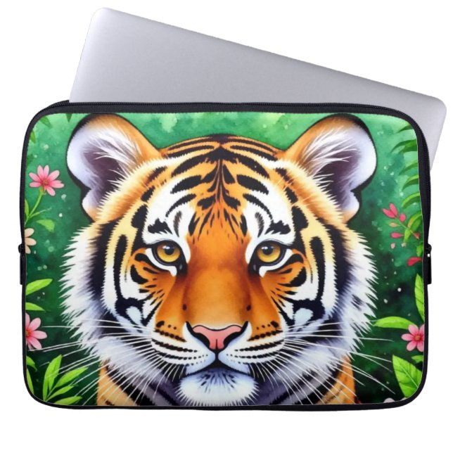 Bold Botanical Tiger cub  Laptop Sleeve (Front)