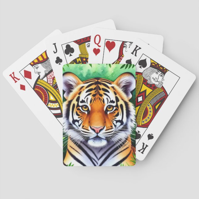 Bold Botanical Tiger cub  Poker Cards (Back)