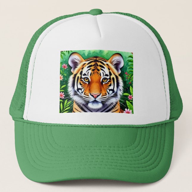 Bold Botanical Tiger cub  Trucker Hat (Front)