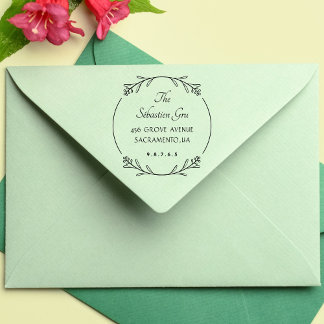 Bold Botanical Wreath Self-inking Stamp