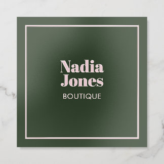 Bold Boutique Vintage Minimalist Pink Green Raised Spot UV Business Card