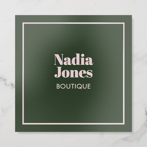 Bold Boutique Vintage Minimalist Pink Green Raised Spot UV Business Card