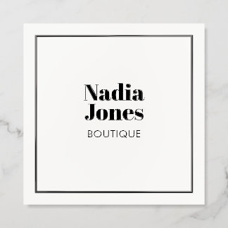 Bold Boutique Vintage Minimalist White Raised Spot UV Business Card