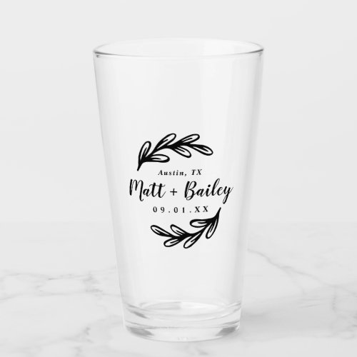 Bold Branch Wedding Monogram Glass