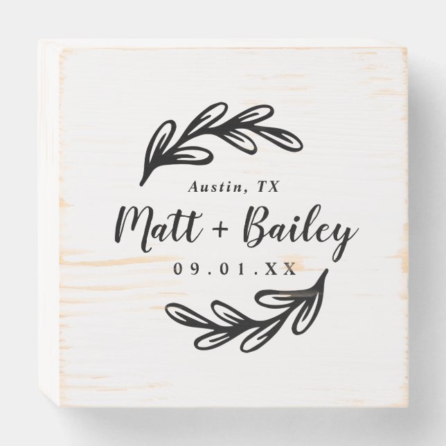 Bold Branch Wedding Monogram Wooden Box Sign (Front Horizontal)