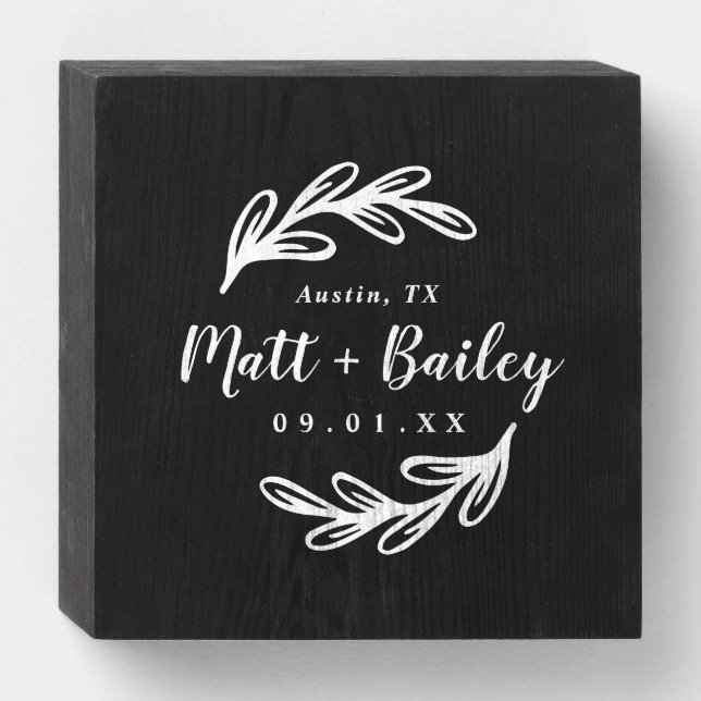 Bold Branch Wedding Monogram Wooden Box Sign (Front Horizontal)