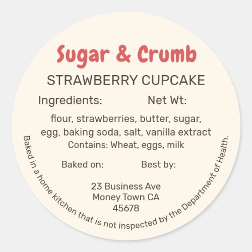 Bold Brand-Ready Bakery Ingredient Label