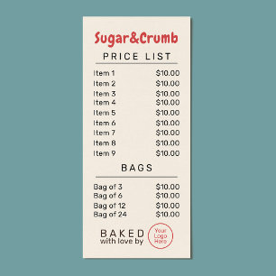 Bold Brand-Ready Bakery Price List Rack Card