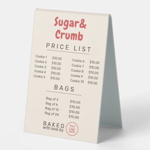 Bold Brand-Ready Bakery Price List Table Tent