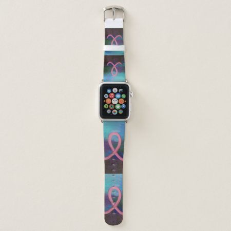 Bold Breast Cancer Awareness Pink Ribbon Abstract Apple Watch Band