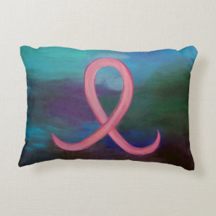Bold Breast Cancer Awareness Pink Ribbon Abstract Decorative Pillow