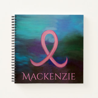 Bold Breast Cancer Awareness Pink Ribbon Abstract Notebook