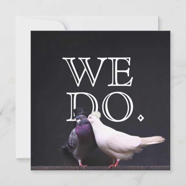 Bold Bride & Groom Birds We Do Wedding Invitation (Front)