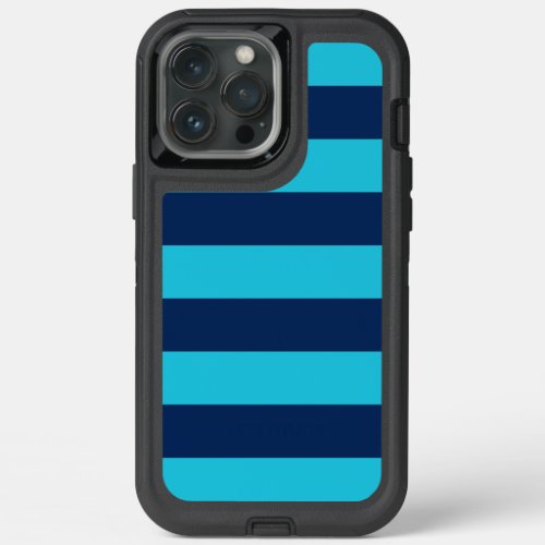Bold Bright Blue and Navy Stripes iPhone 13 Pro Max Case