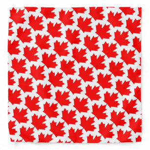 Bold Bright Canada Maple Leaf Pattern Red White Bandana