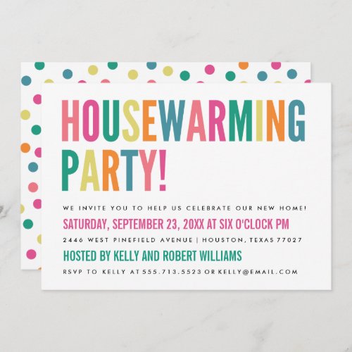 Bold Bright Color Housewarming Party Invitation