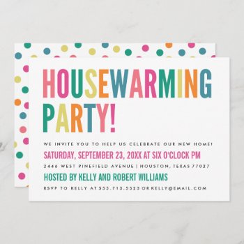 Bold Bright Color Housewarming Party Invitation by youngwanderlust at Zazzle