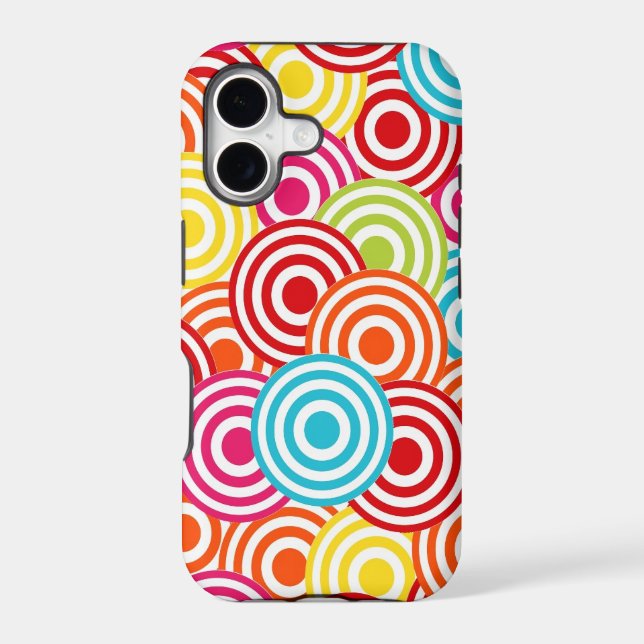 Bold Bright Colorful Concentric Circles Pattern Iphone Case (Back)