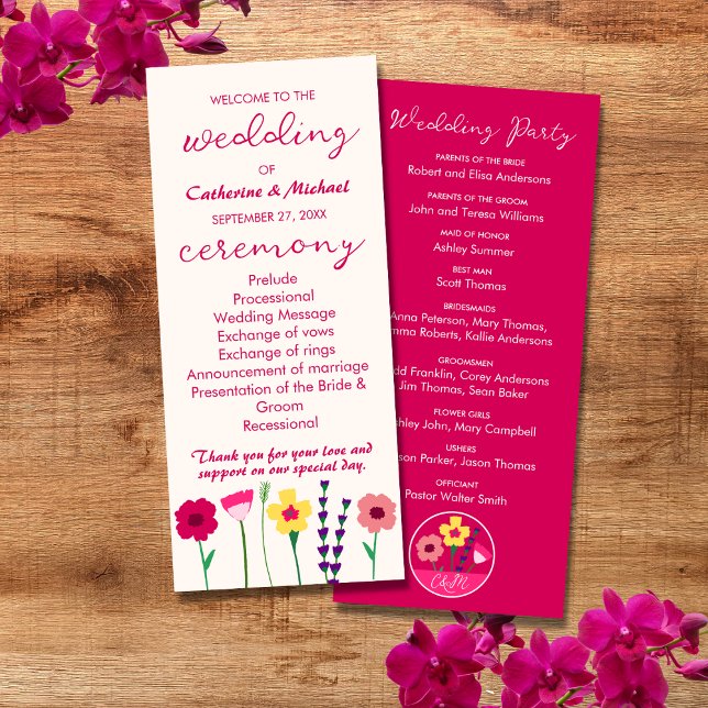 Bold & Bright Colorful Floral Spring Wedding Program (Creator Uploaded)