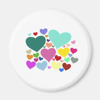 Bold bright colorful hearts magnet