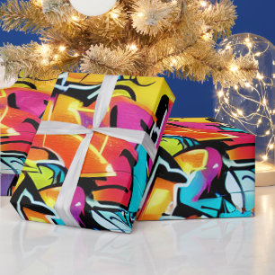 Bold Bright Colours Graffiti Street Art Pattern Wrapping Paper
