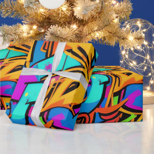 Bold Bright Colours Graffiti Street Art Pattern Wrapping Paper