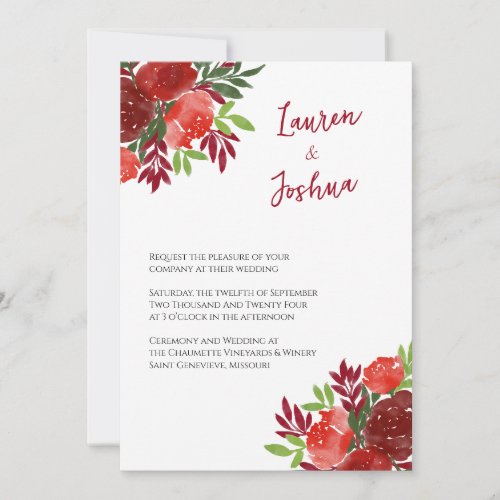 Bold  Bright Floral Wedding Invitation