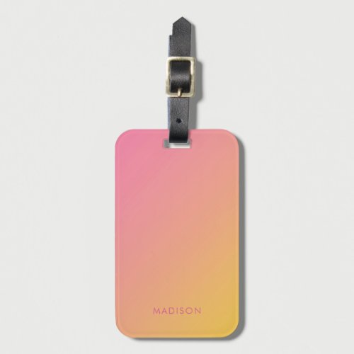 Bold Bright Girly Pink Yellow Gradient Ombré Luggage Tag