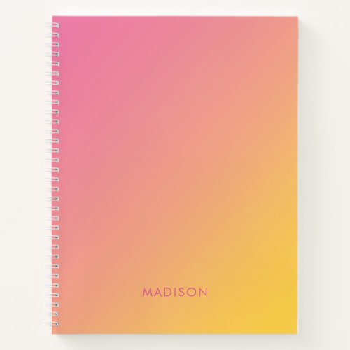 Bold Bright Girly Pink Yellow Gradient Ombr  Notebook