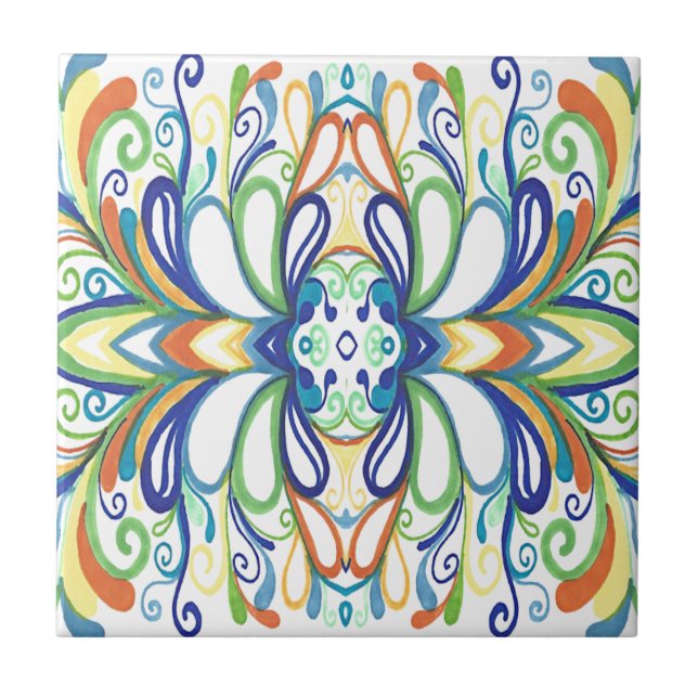 Bold, Bright Graffiti Doodle Tile (Front)